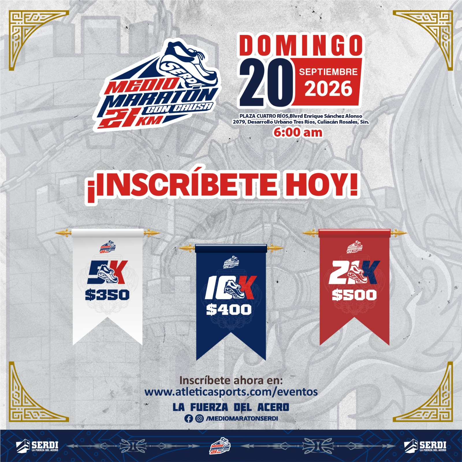 Playera oficial y medalla del Medio Maratón SERDI 2026